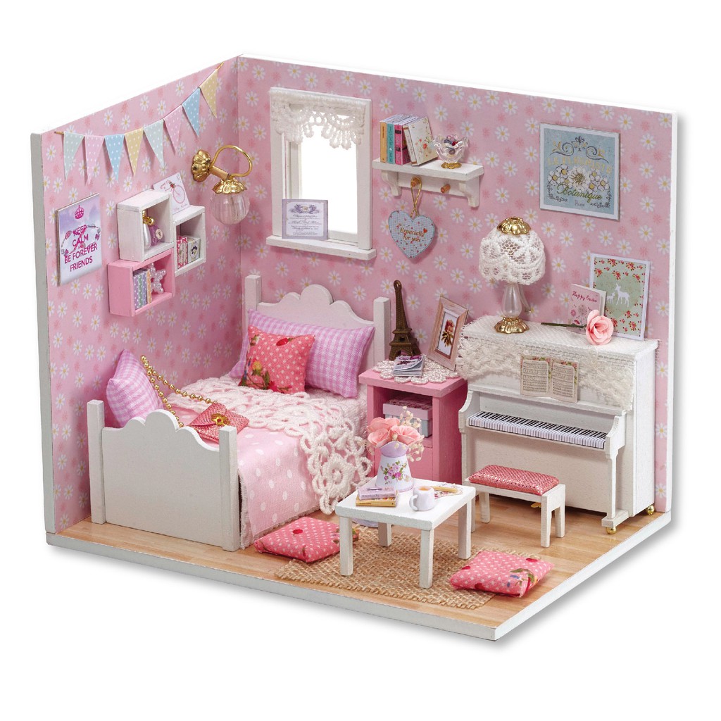 Mô hình nhà búp bê DIY Doll House Miniature_ SUNSHINE PRINCESS _Tặng TẤM CHE BỤI + KEO