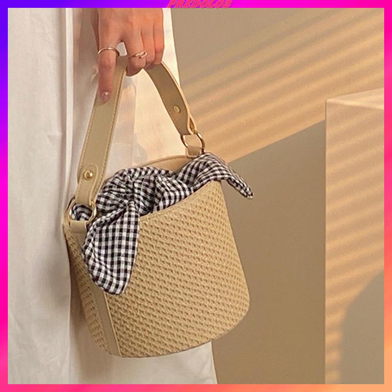 [Predolo2] Túi Xách Tote Đan Rơm Có Tay Cầm Phong Cách Bohemian Thường Ngày Cho Nữ