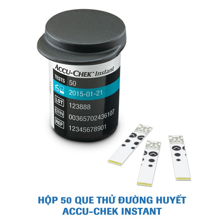 Que thử đường huyết  Accu-Chek Instant. Hộp 50 que + Tặng 2 bình nước Lock&Lock 1.4L trị giá 160k