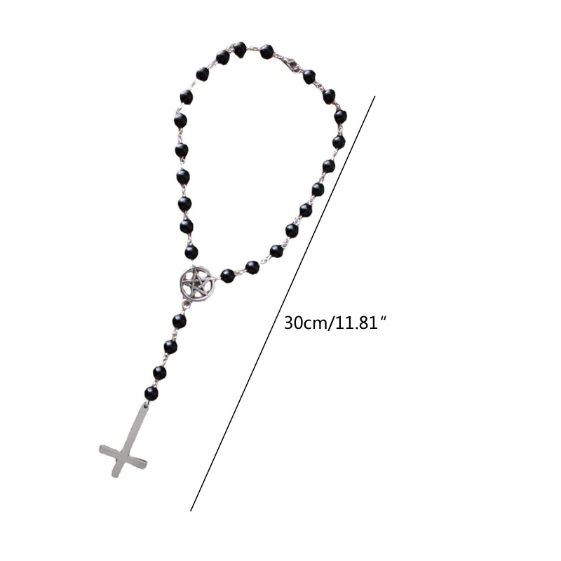 Vòng Cổ Choker Mặt Thánh Giá Màu Đen Phong Cách Gothic Punk Thời Trang