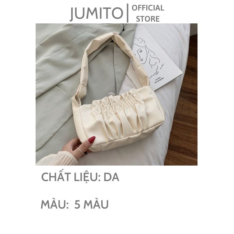 Túi xách nữ đeo vai cầm tay quai da chun dúm nhiều màu hót hít 2022 JUMITO SE687