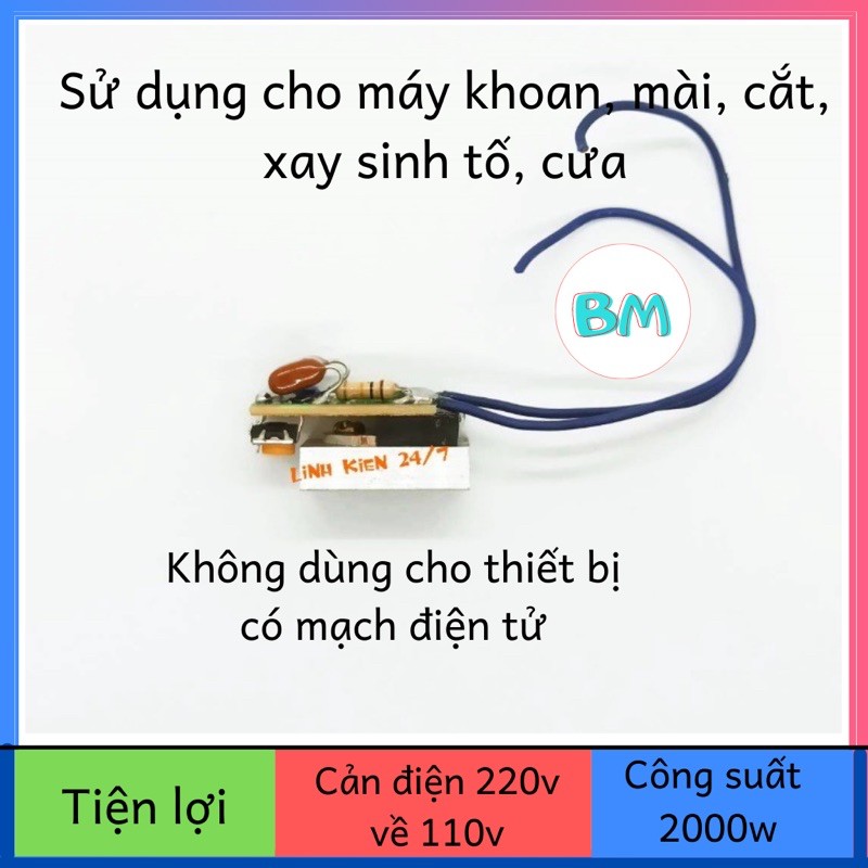 Mạch cản đơn chuyển điện 220v về 110v dùng cho các thiết bị cầm tay nội địa Nhật