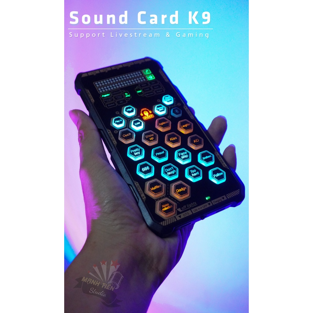 Sound card K9 mobile - Chơi game, thu âm, livestream, karaoke online, pk đơn giản chỉ cần thêm tai nghe -Hỗ trợ autotune