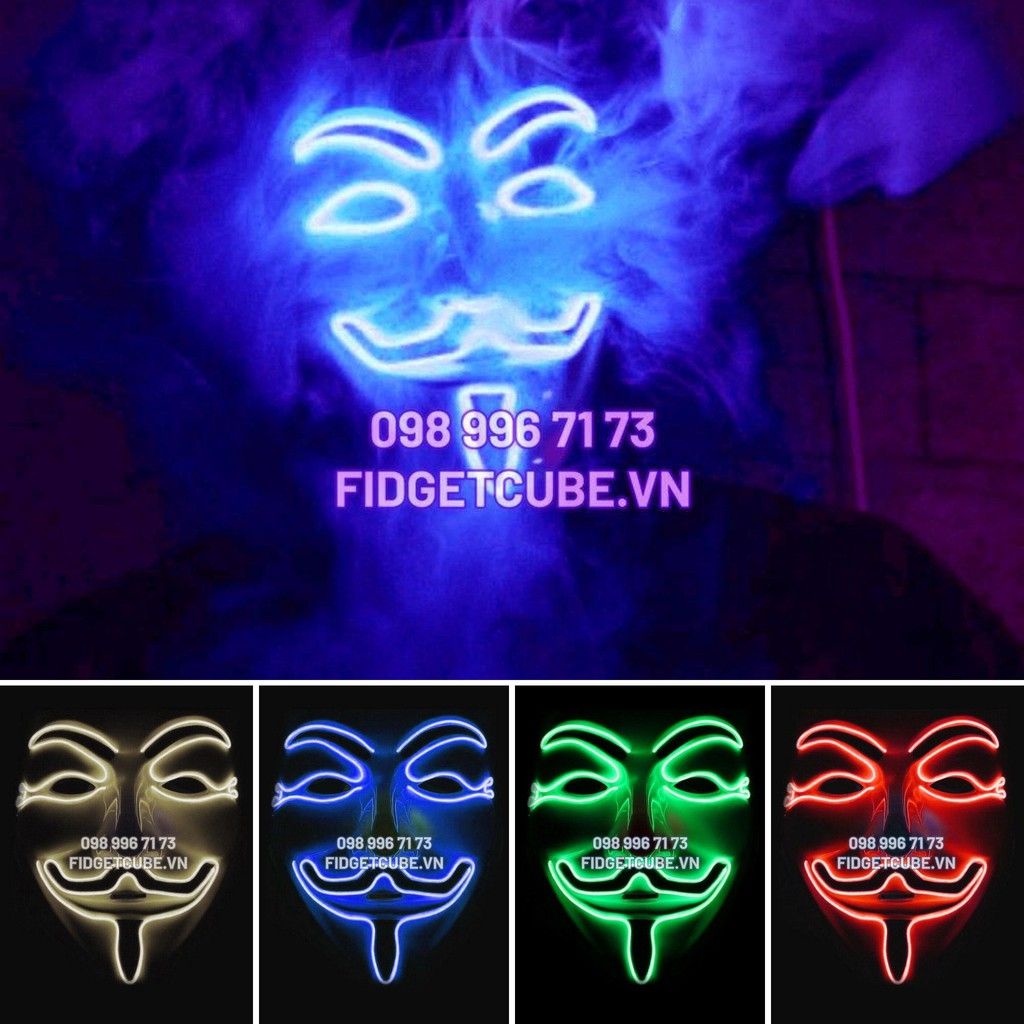Mặt Nạ Hacker Anonymous Có Đèn LED Hóa Trang Cosplay Halloween