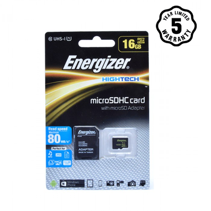 Thẻ nhớ Micro SDHC 16GB Energizer HT C10 U1 80Mb/s - FMDABH016A