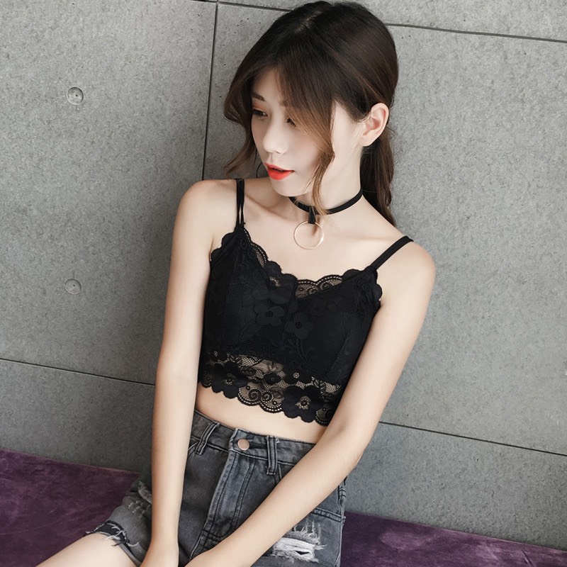 Áo bra ren hoa hai dây croptop quyến rũ