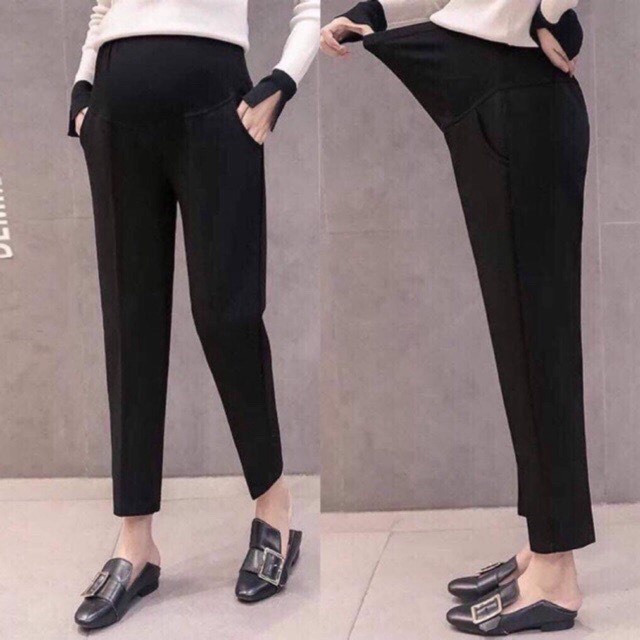 Quần âu bầu công sở CHẤT UMI MỀM MỊN, KHÔNG BAI XÙ, giặt máy thoải mái cho mẹ bầu nơi công sở