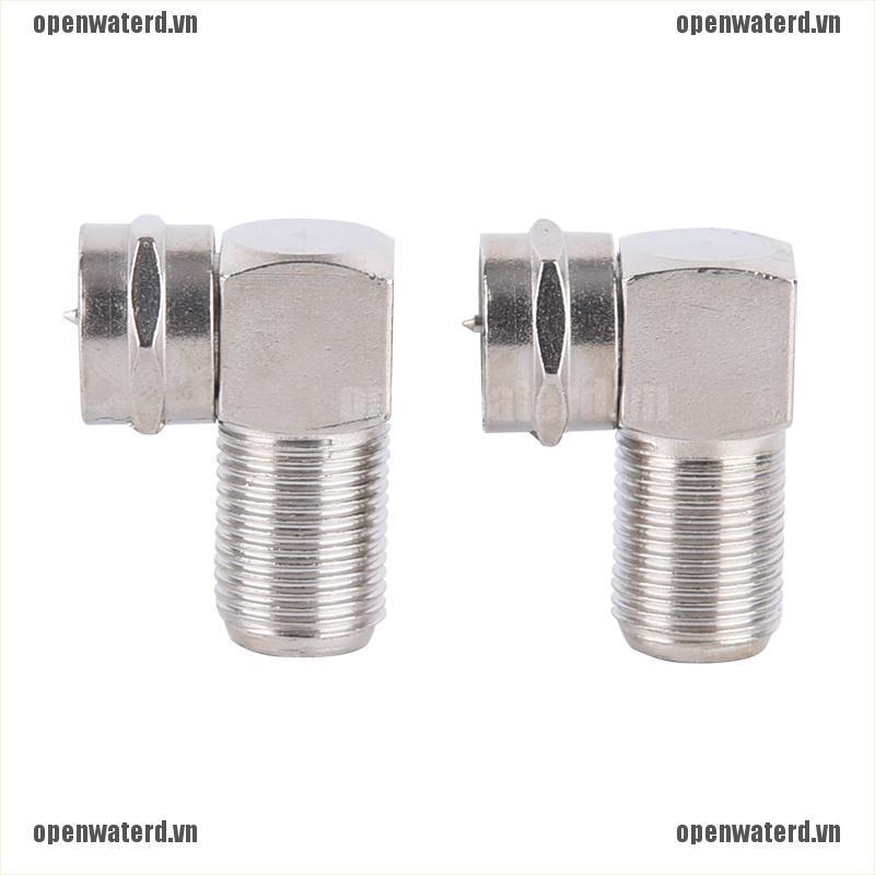 OPD 2pcs 90° Right angle RF male to RF female TV aerial coax cable adapter connector