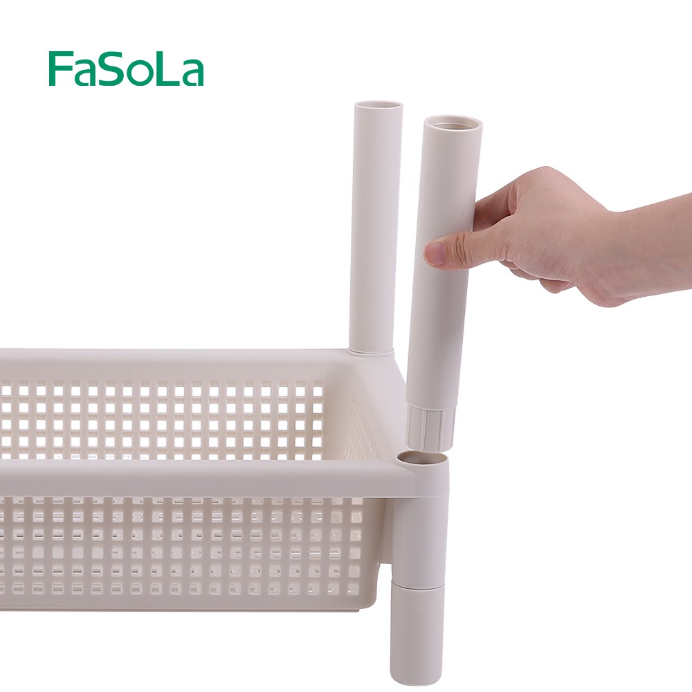 [FREESHIP] Kệ nhựa nắp gỗ FASOLA - Kệ nhựa 4 tầng tiện lợi FSLRY-268