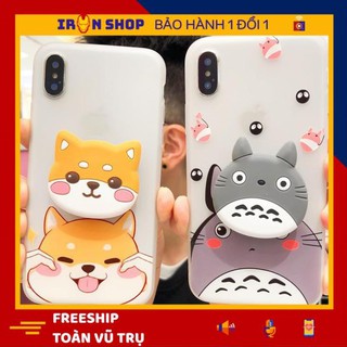 ỐP LƯNG IPHONE - ỐP LƯNG CÚN YÊU VÀ TOTORO (Tặng Popsocket)