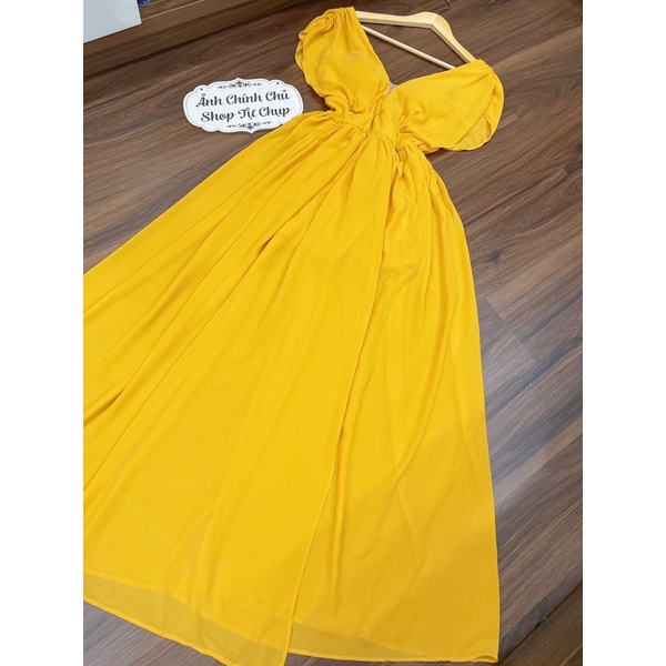[FREESHIP] Đầm Maxi Vàng Đỏ Vintage Mẫu Dài