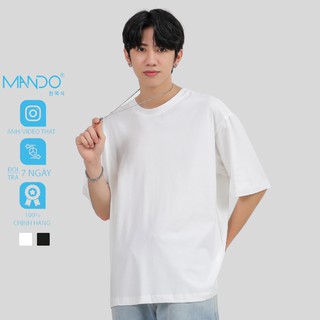 Áo Phông Trơn Dáng Rộng MANDO Phong Cách Hàn Quốc Màu Đen Trắng -        PDN012