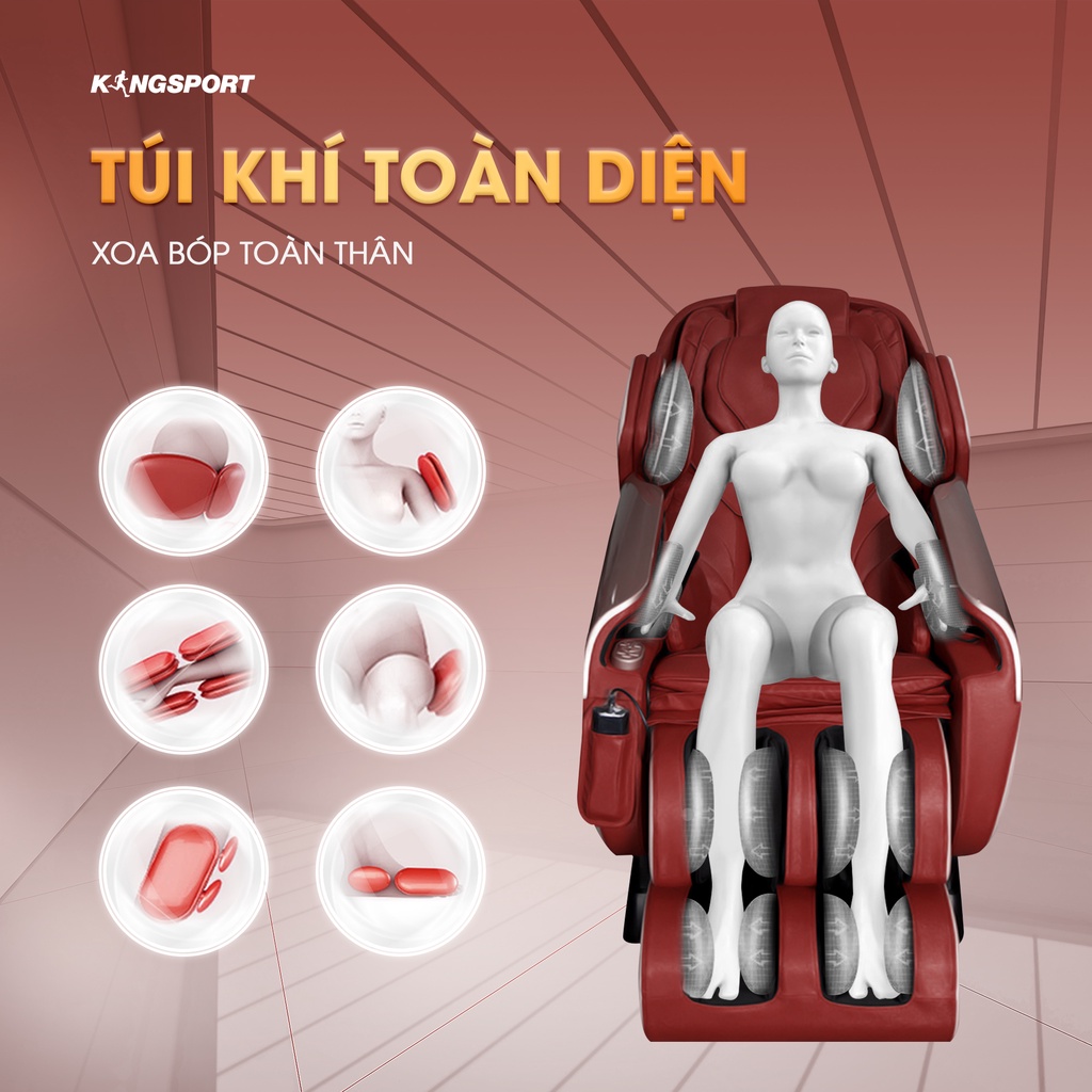 Ghế massage toàn thân Kingsport G45 - Con lăn 3D, nhiệt hồng ngoại