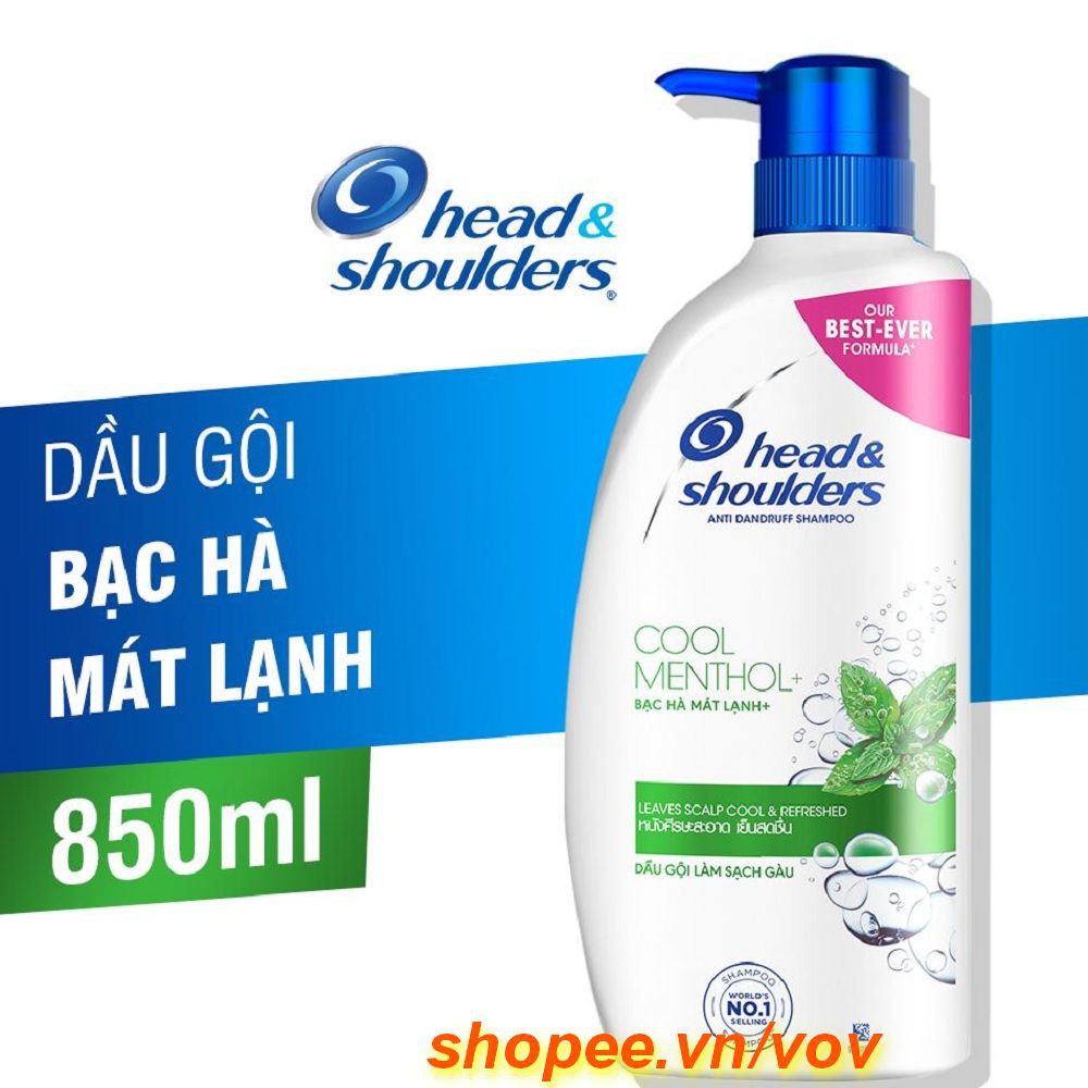 Dầu gội trị gàu 850ml Head & Shoulders Cool Menthol Công thức tinh dầu bạc hà mát, 100% chính hãng, vov cung cấp và bảo