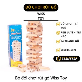 Đồ chơi rút gỗ Wiss Toy - Bộ đồ chơi rút gỗ 54 miếng và 4 xúc xắc - đồ chơi phát triển trí tuệ 2658