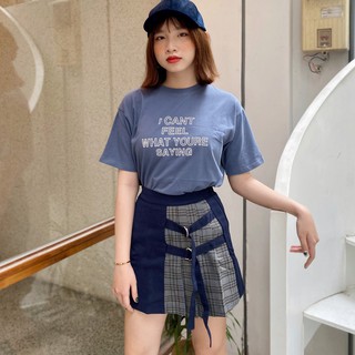 Usthebasic - Chân váy Plaid Half 2 Belt