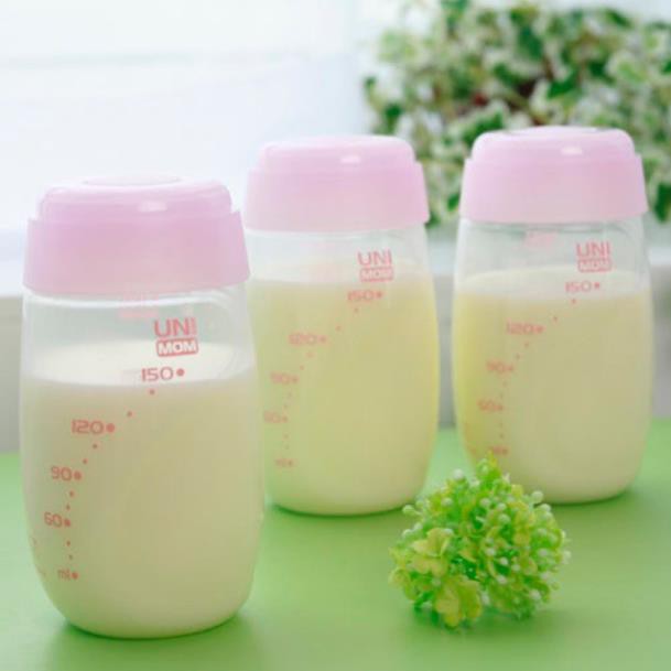 Bộ 3 bình trữ sữa mẹ 150ml (đựng sữa mẹ) Unimom có núm ti / không có núm ti