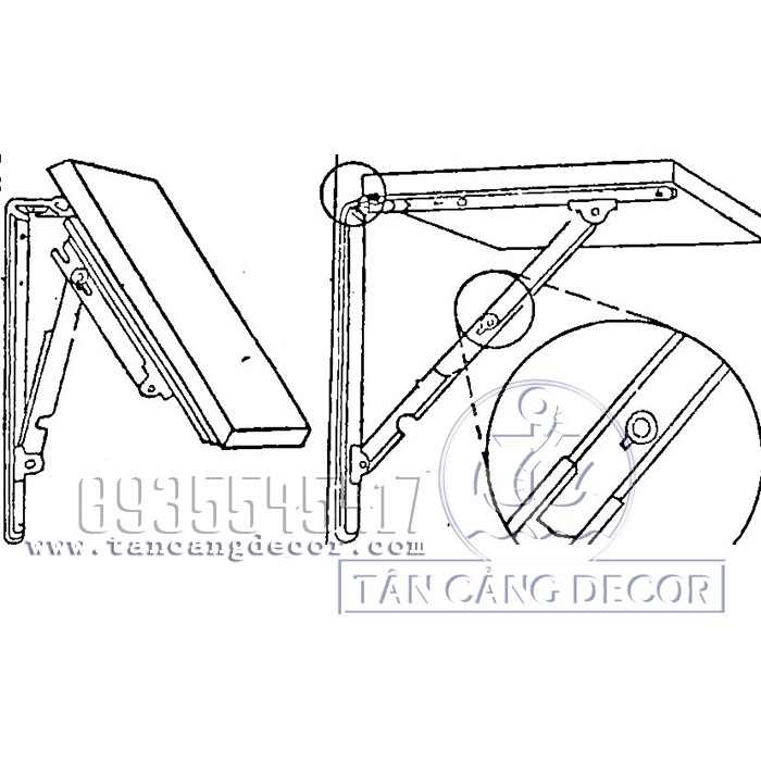 Bộ ke gập sắt sơn tĩnh điện 20×20 cm - A050057