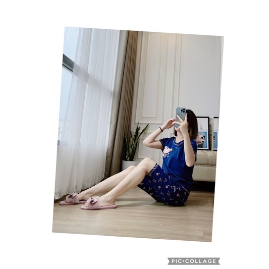 Bộ ngủ cotton thun MJ quần lỡ