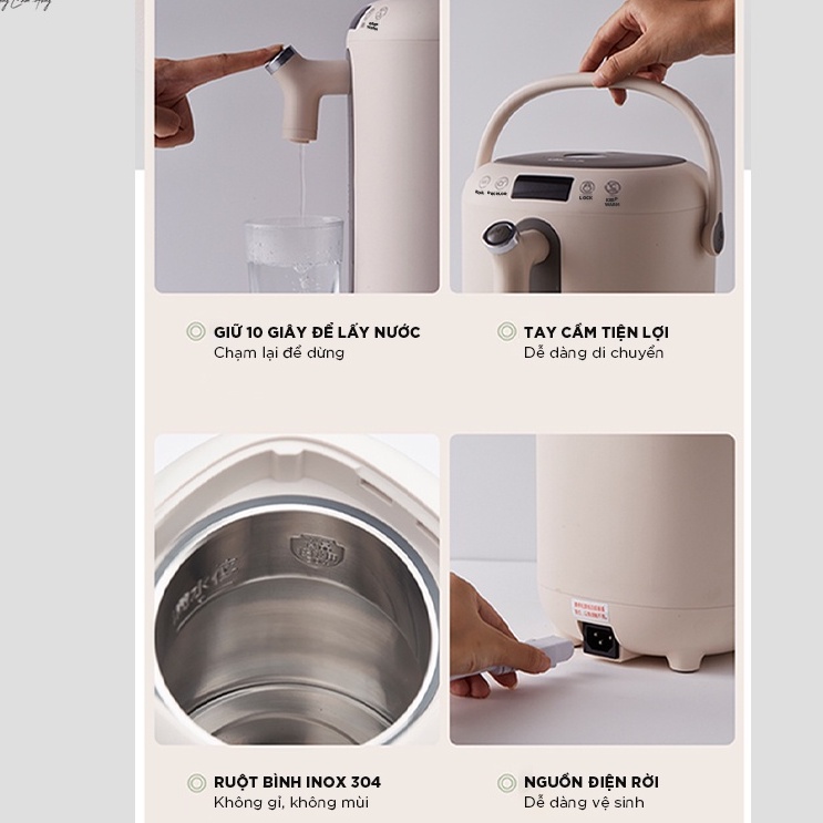 Bình Thủy Điện Bear 3 Lít H30B1 - đun nước giữ nhiết Công Nghệ Nhật Bản
