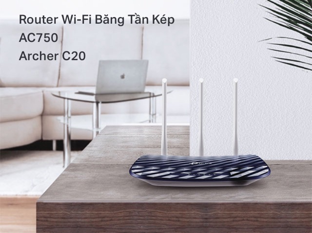 TP-LINK Acher C20 AC750 băng tần kép. Chịu tải 50 Users. Hỗ trợ cấu hình từ xa.