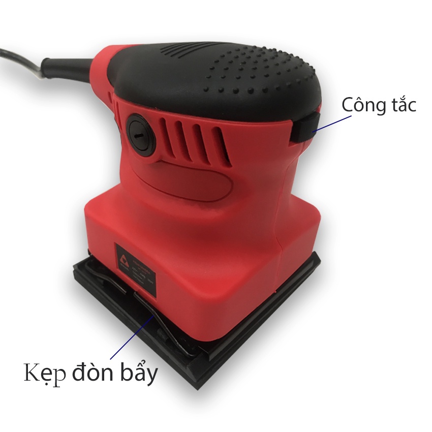 Máy chà nhám gỗ, máy chà nhám rung, máy chà gỗ chính hãng Mitsushi cỡ đĩa 100x110mm công suất lớn 350w, tốc độ 12000v/p