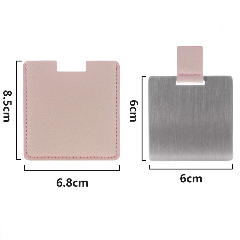 1 Gương Trang Điểm Bằng Thép Không Gỉ Không Vỡ Kích Thước Nhỏ Gọn Có Ngăn Đựng Thẻ Da PU Cho Nữ