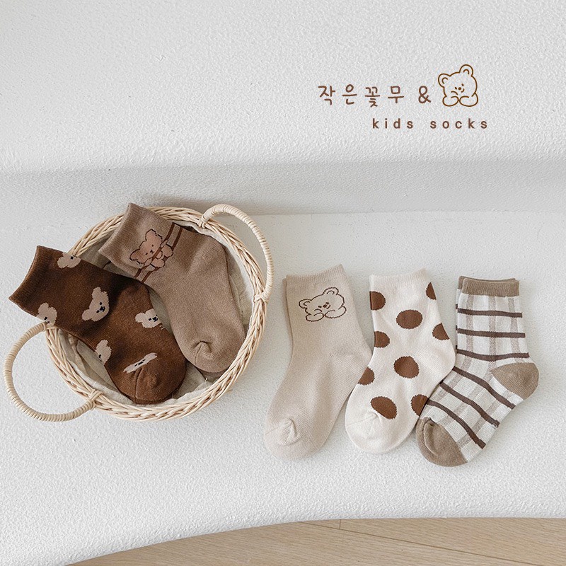 Set 5 đôi tất cho bé chất cotton KOKOROCARE in hình gấu dễ thương, size 1-3 tuổi