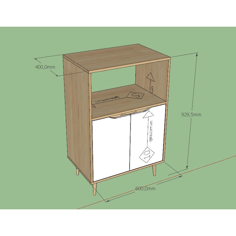 Tủ Bếp 2 Cánh Tủ Lò Vi Sóng Model 01 Phong Cách Nordic Trắng Kết Hợp Vân Gỗ - Gp118