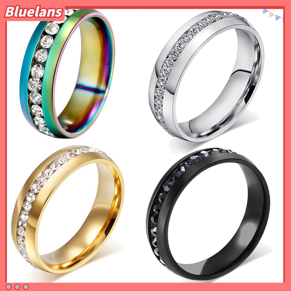 Nhẫn cưới bằng thép titan đính đá size 6-13 cho cặp đôi