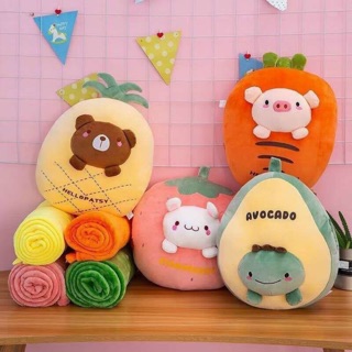 SÉT GẤU BÔNG CÓ MỀN 3in1 HÌNH HOA QUẢ CUTE