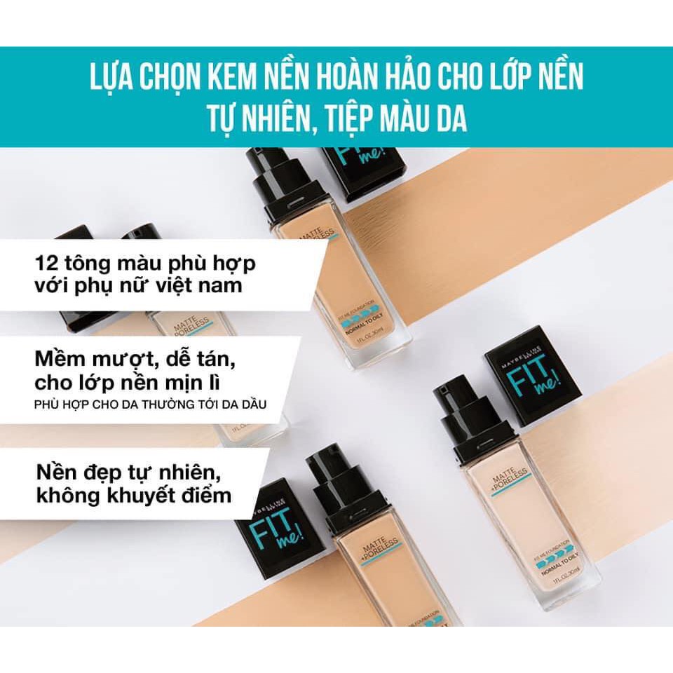 Kem Nền Lì Tự Nhiên Maybelline Fit Me Matte Poreless Foundation 30ml