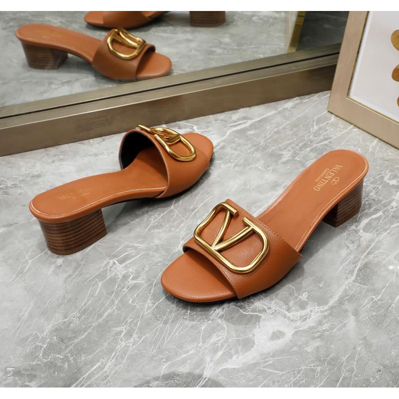 guốc thời trang da thật gót 4cm Valentino