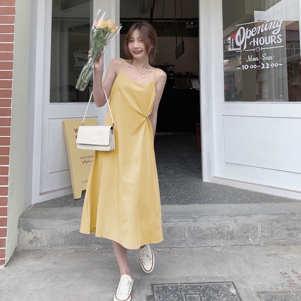 Đầm hai dây SUXI dáng rộng đơn giản thời trang mùa hè cổ điển dành cho nữ