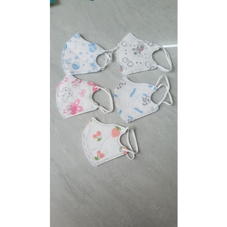 Khẩu trang 5D Cho bé 1-5 tuổi có lớp kháng khuẩn, túi 10 cái, cho bé dưới 21kg