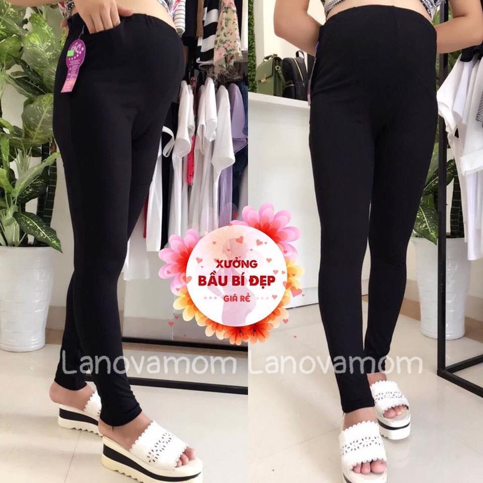 Quần bầu legging coton không đáp bụng có chun điều chỉnh co giãn thoải mái   QB555