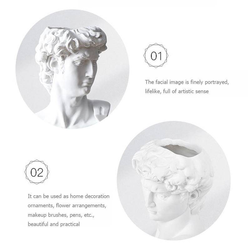 Giá đỡ bút cọ trang điểm hình đầu David Medici bằng Resin