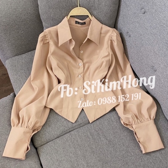 Áo sơ mi croptop tay phồng sang trọng M52( Ảnh shop chụp thật 100%) | BigBuy360 - bigbuy360.vn