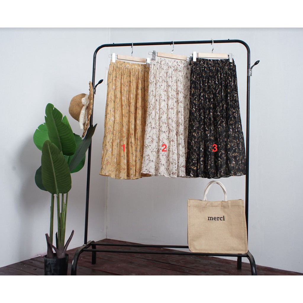 (Sẵn hàng) Chân váy chiffon hoa nhí, chân váy xoè dài dập li nhỏ, hoa nhí ulzzang ( Kèm Ảnh Thật) | BigBuy360 - bigbuy360.vn