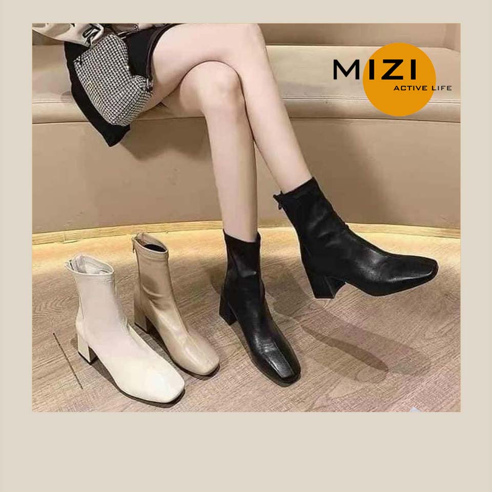 Giày bốt nữ cổ cao Hàn Quốc cao gót ulzzang thời trang đẹp Mizi BOT02