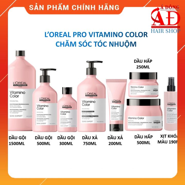 [VAT] BỘ DẦU GỘI XẢ HẤP DƯỠNG GIỮ MÀU TÓC NHUỘM L'OREAL PRO 2021 VITAMINO COLOR