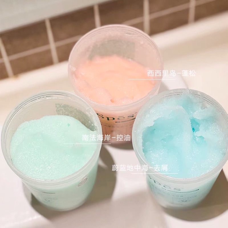 Tẩy tế bào chết da đầu SPES kiềm dầu, Dầu gội muối biển SPES giúp tóc bồng bềnh và sạch gàu