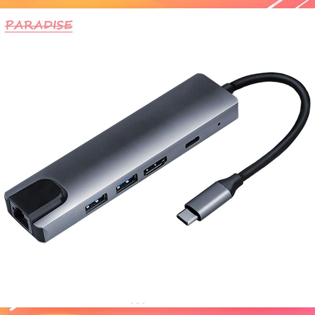 Paradise1 5 in 1 Type-C HUB Converter 4K HDMI-compatible 2 5Gbps USB3.0 65W PD RJ45 PC Adapter