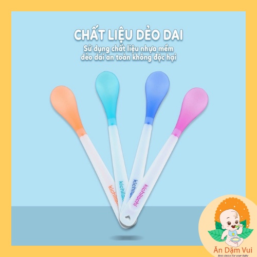Thìa muỗng báo nóng Kichi lachi cho bé tập ăn cháo, ăn dặm, đầu mềm dễ xúc SAMI KIDS