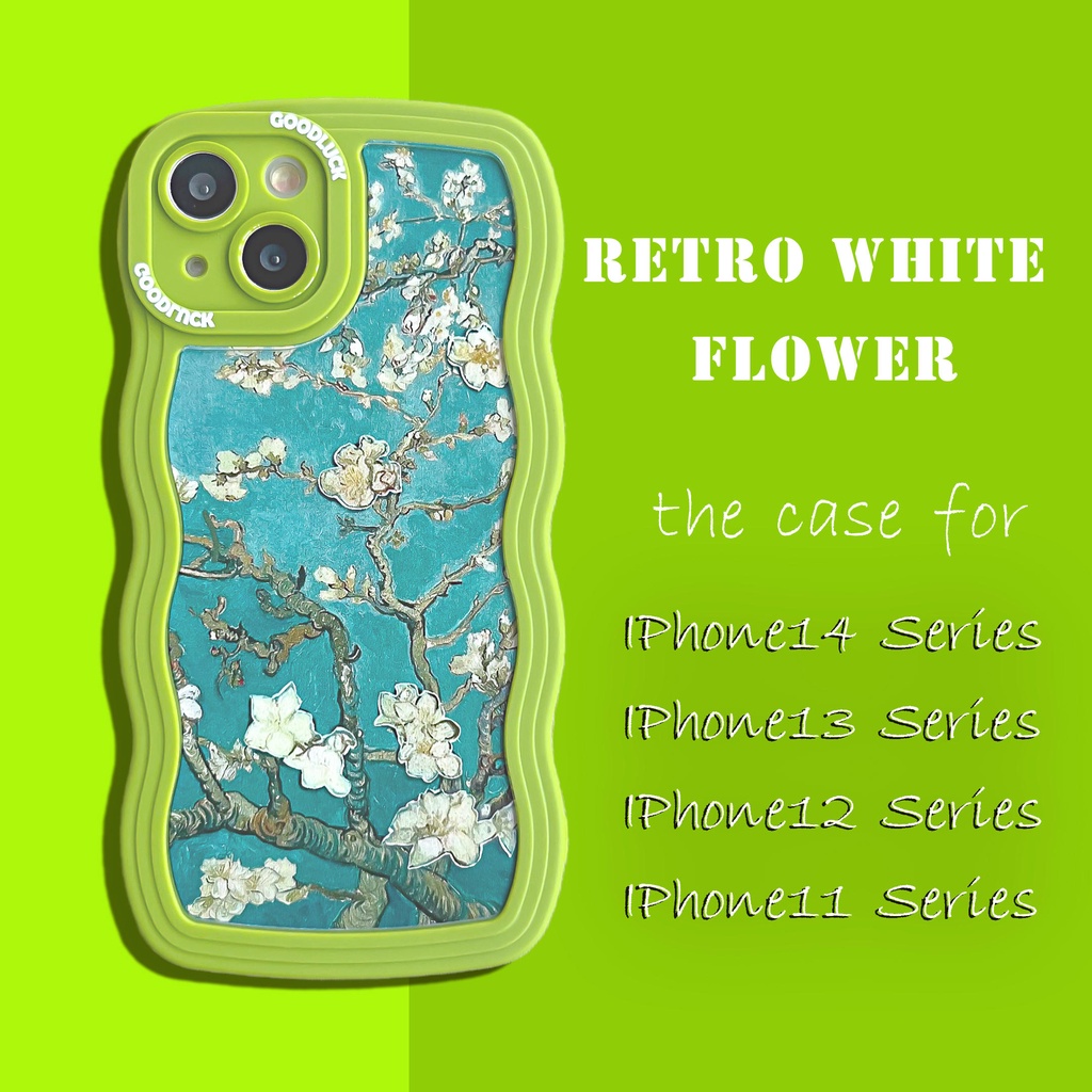 Ốp Điện Thoại Họa Tiết Gợn Sóng Màu Xanh Lá Cho iPhone14Pro 13Promax 11 12 13 11 12 13Promax 13Pro 14