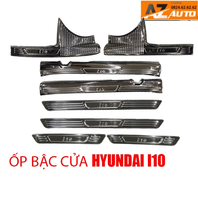 Ốp Bậc Cửa, Nẹp Bước Chân Trong Ngoài Xe Hyundai i10 Titan, dùng chung sedan/hactback