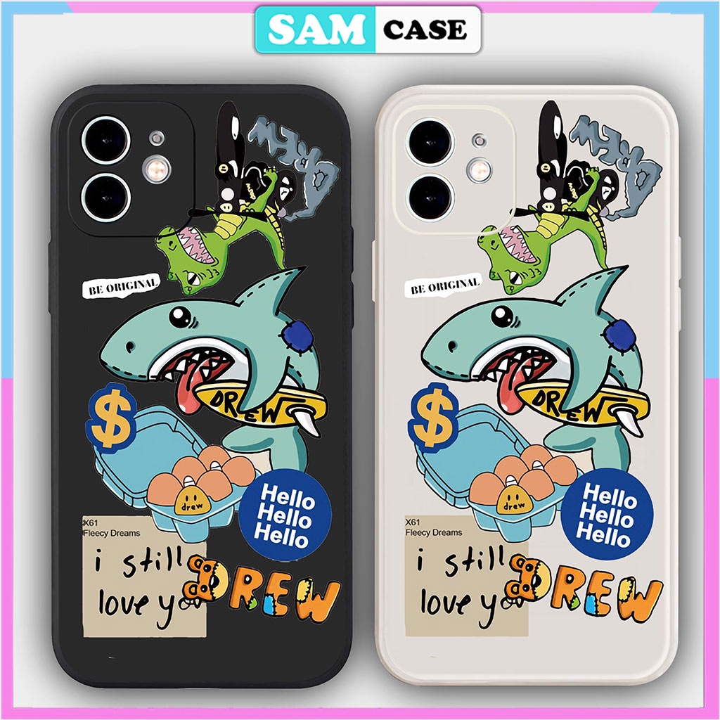 Ốp lưng iPhone 6/6s/7/8/X/XS/11/12/13 Pro Plus Max viền vuông chống sốc bảo vệ camera silicon mềm Drew Shark CA3