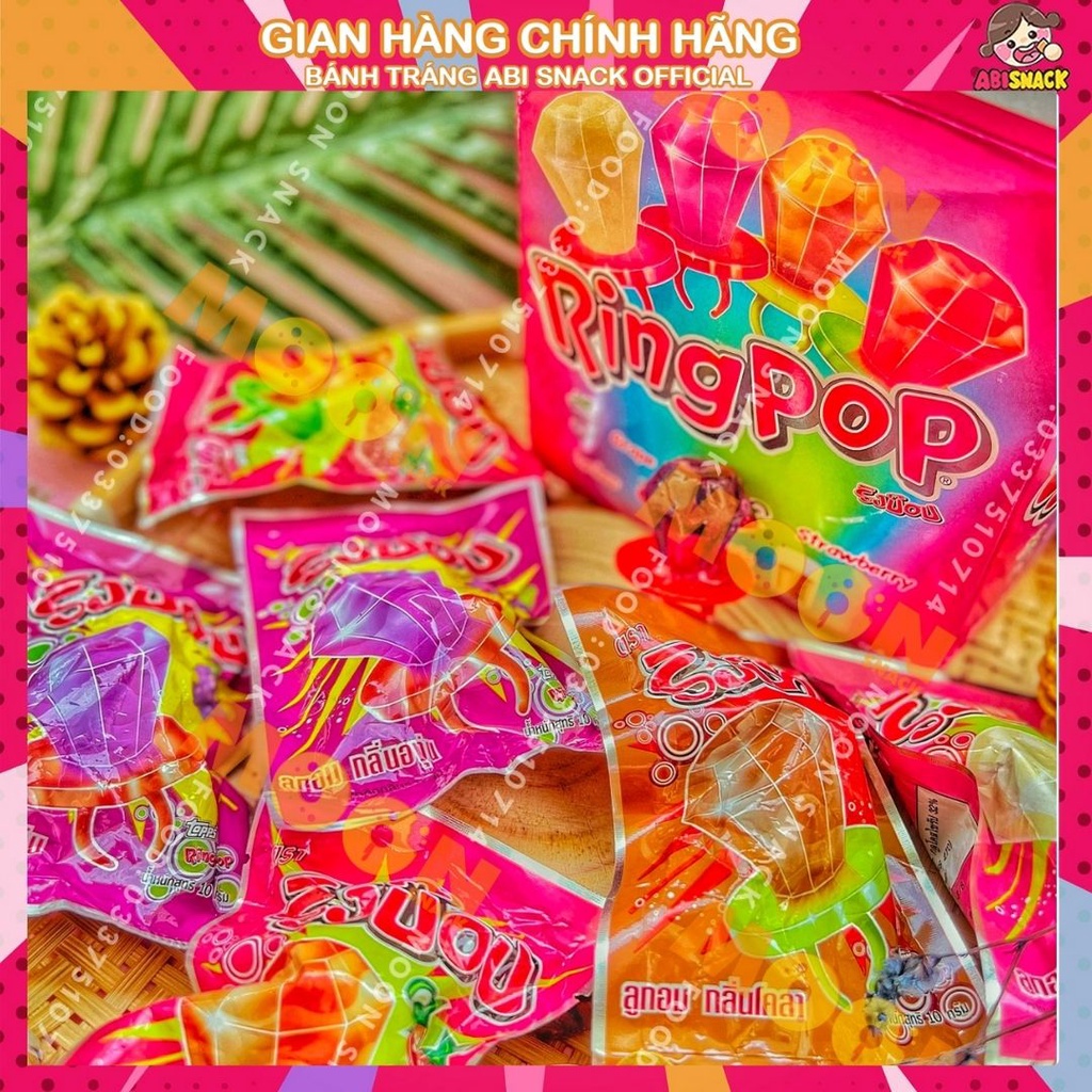 1 Gói kẹo nhẫn kim cương RingPop/HeartPop/DiaMond Pop/3 gấu Thái Lan ăn vặt bánh kẹo gói 10g