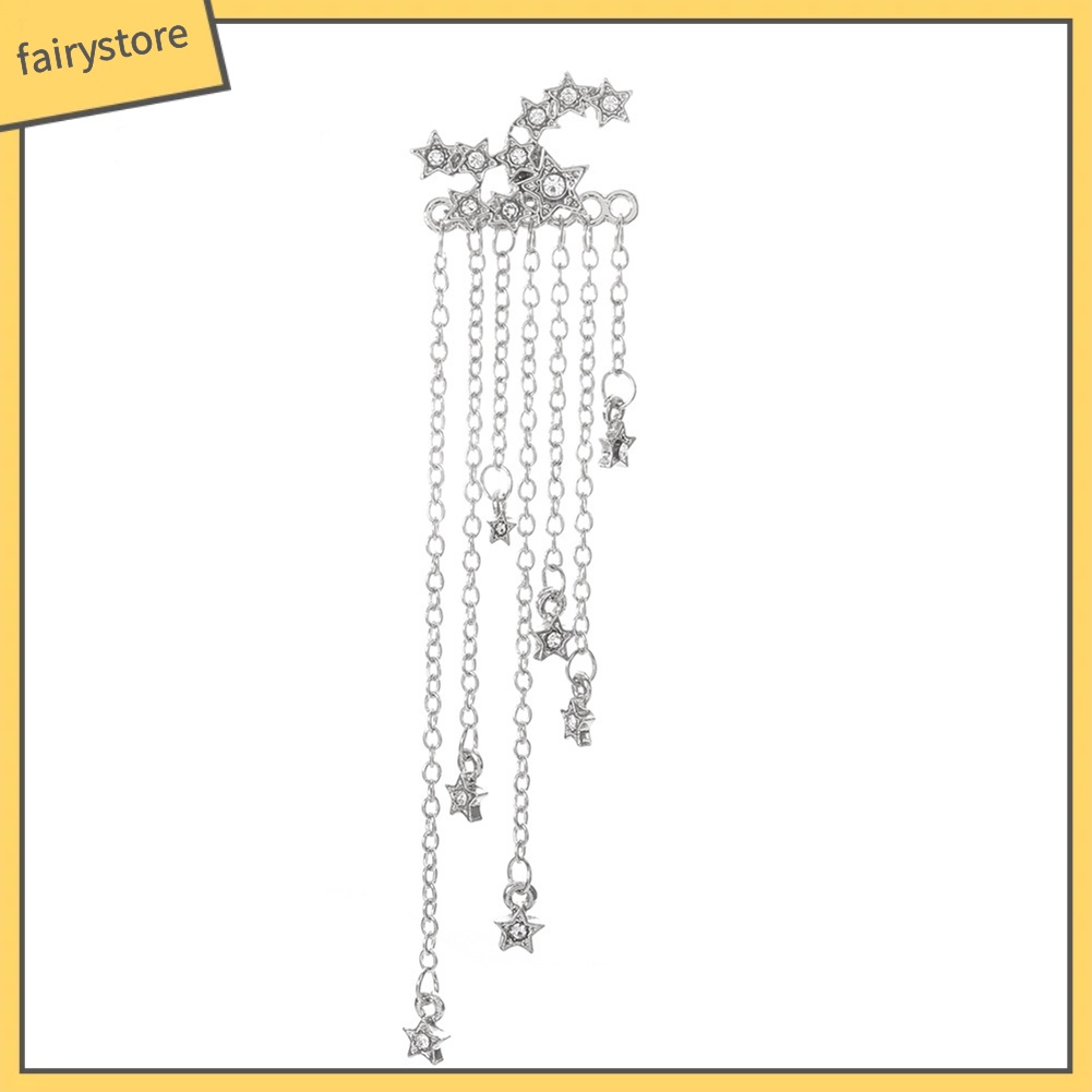 Khuyên tai dáng dài thiết kế tua rua đính ngôi sao độc đáo cho nữ