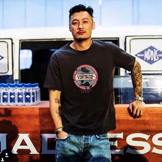 Áo thun ngắn tay cổ tròn in họa tiết trước ngực thời trang nam nữ 4 màu size M-5XL
